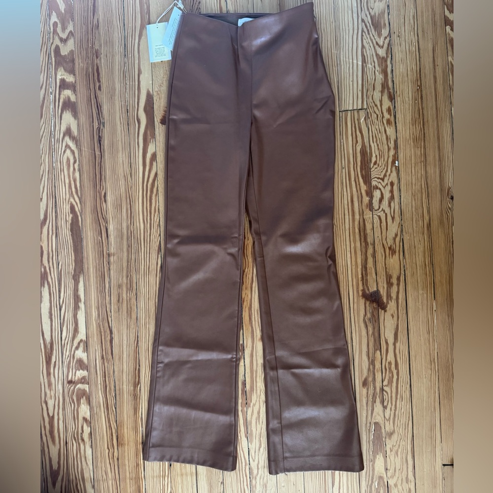 Wilfred Tan Faux Leather Trousers